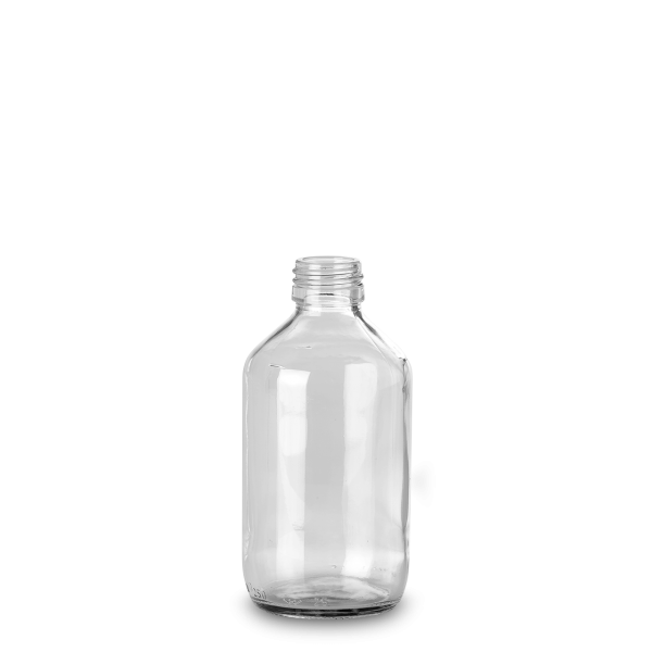 250 ml Medizinflasche Glas klar PP 28 rund