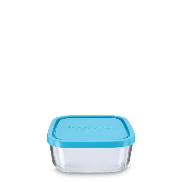 1000 ml Frischhaltedose - Glas - eckig - blauer Deckel
