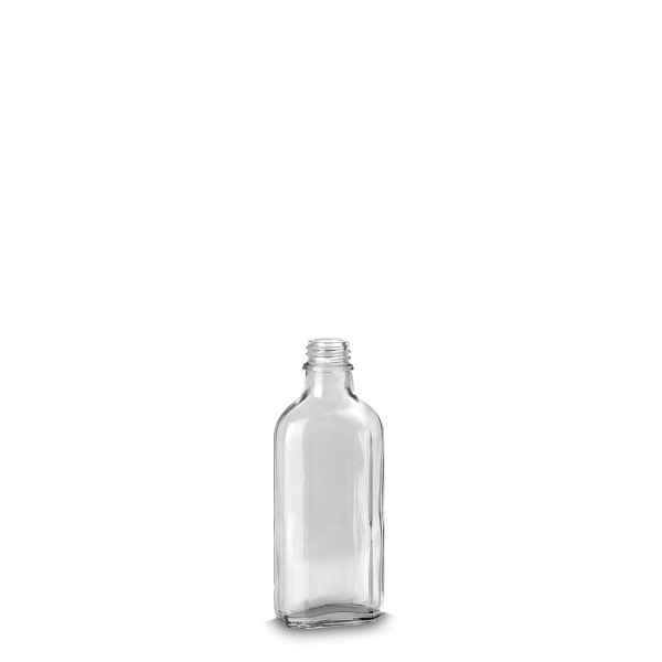 100 ml Meplatflasche Glas klar GL 22 meplat