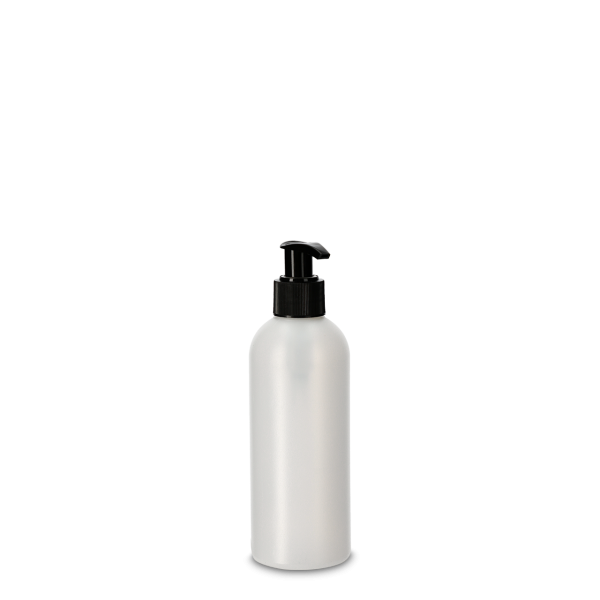 250ml Rundflasche - natur - incl. Cremespender schwarz
