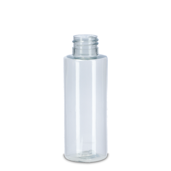 100 ml Rundflasche rPET natur 24/410 zylindrisch