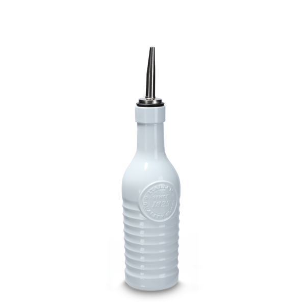 268 ml - Ölflasche - weiß - incl. Ausgießer aus Edelstahl