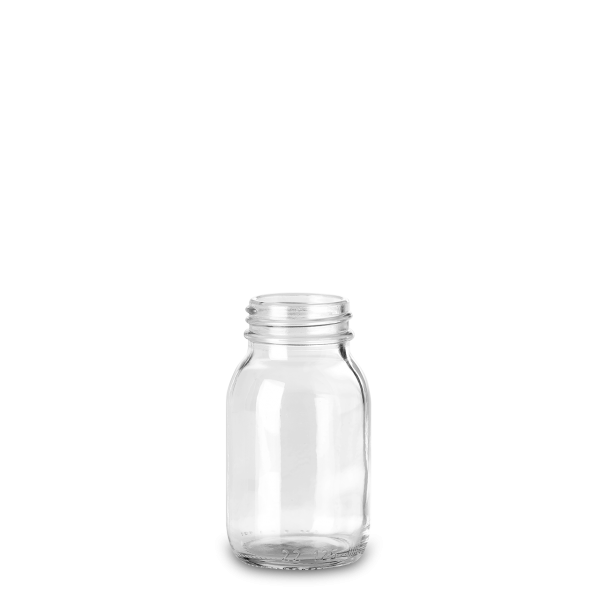 125 ml Weithalsflasche Glas klar GL 40 rund