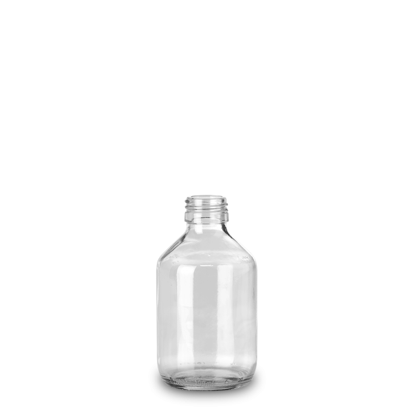 200 ml Medizinflasche Glas klar PP 28 rund