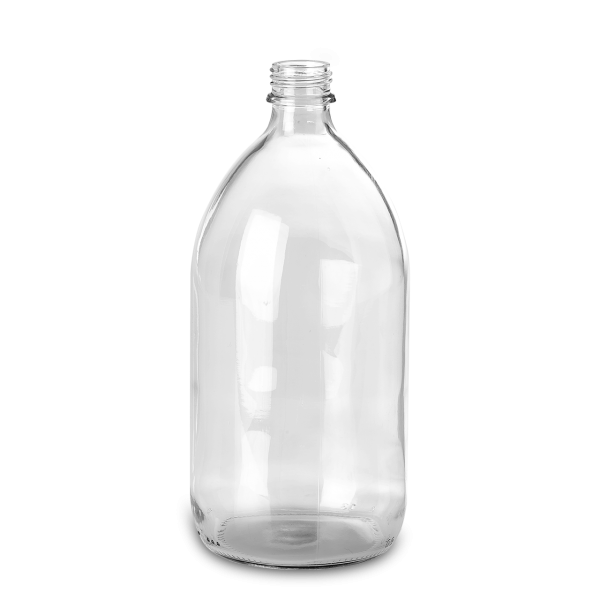 1000 ml Enghalsflasche Glas klar GL 28 rund
