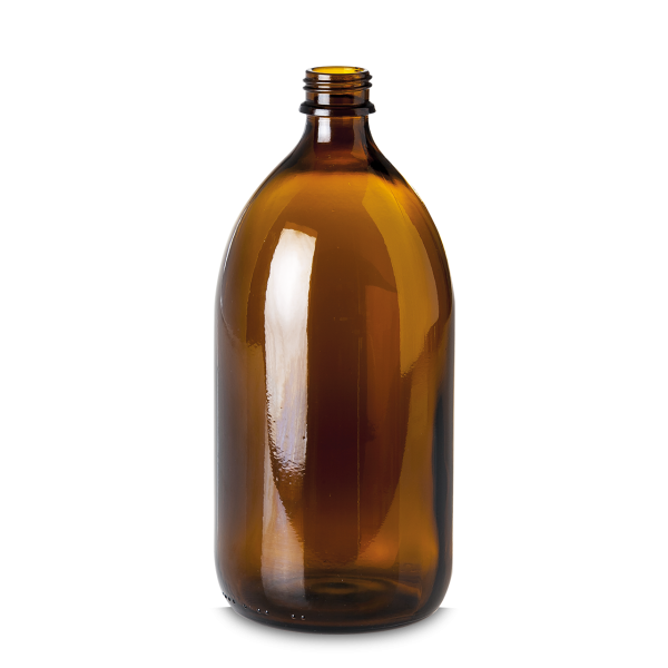 1000 ml Enghalsflasche Glas braun GL 28 rund