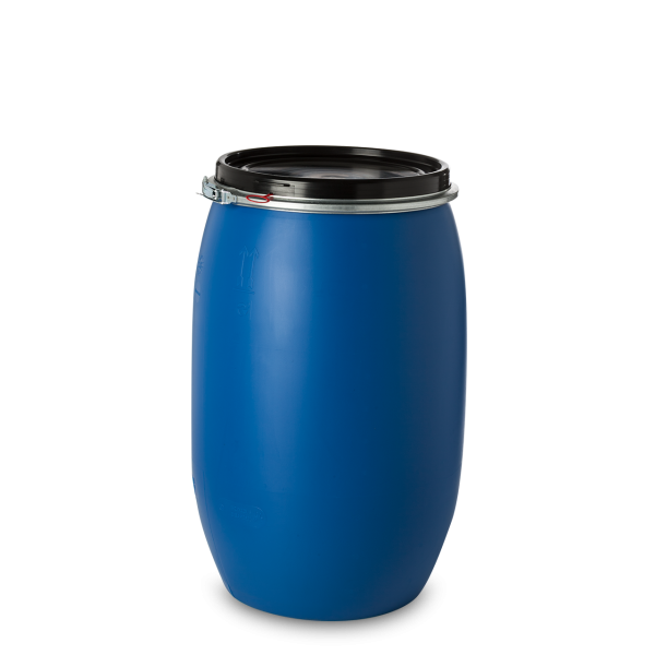 120 Liter Deckelfass HDPE blau rund - Gewicht 5400g