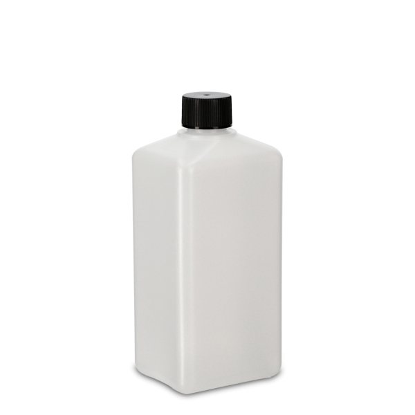 500ml Vierkantflasche - natur - incl. Schraubverschluss schwarz