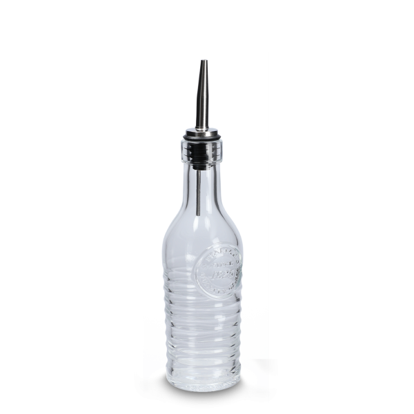 268 ml - Ölflasche - Glas - klar - incl. Ausgießer aus Edelstahl