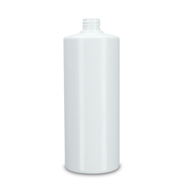 1000 ml Rundflasche rPET weiß 28/410 zylindrisch