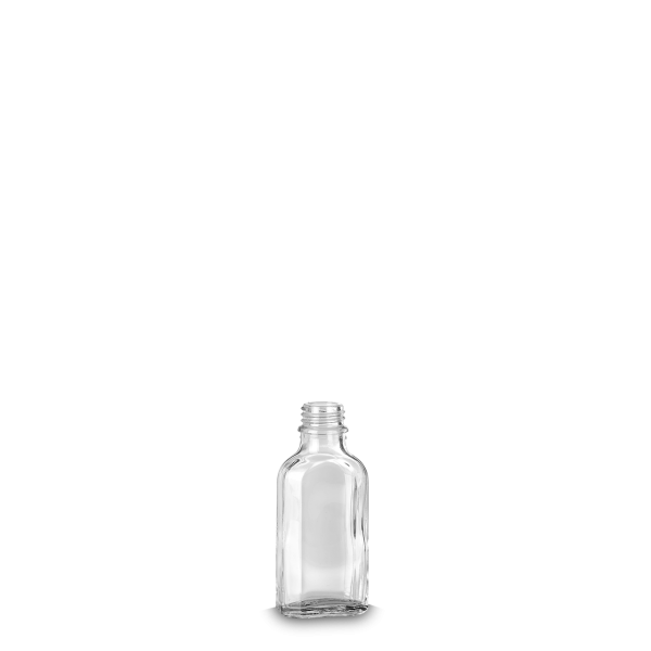 50 ml Meplatflasche Glas klar GL 22 meplat