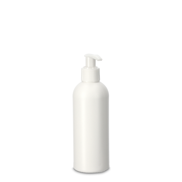 250ml Rundflasche - weiß - incl. Cremespender weiß