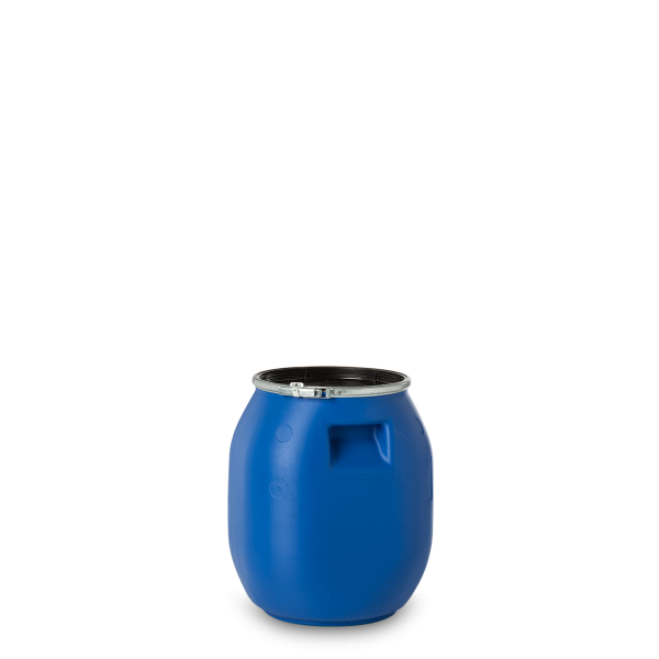 30 Liter Deckelfass HDPE blau rund - mit Griffmulden